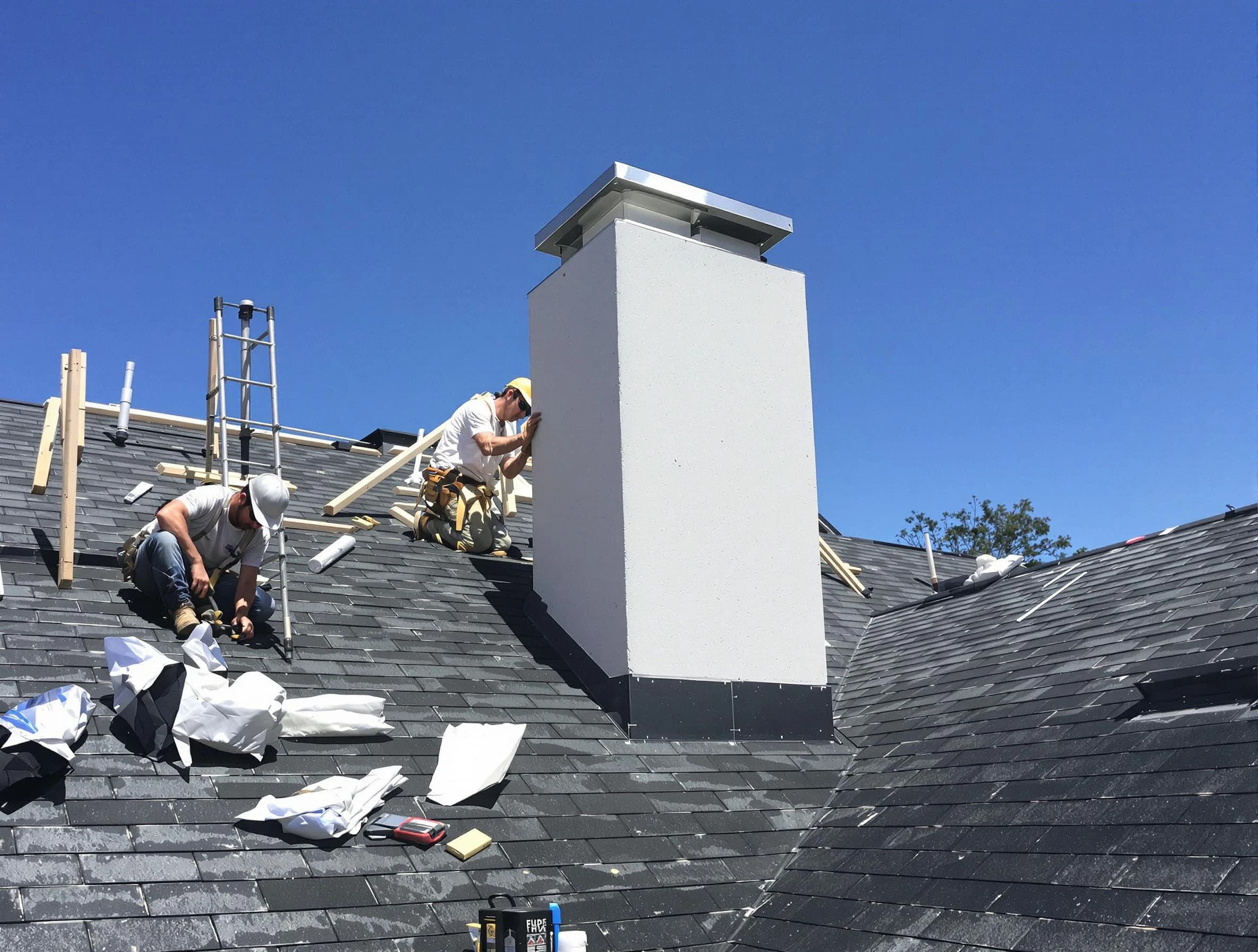 Laurel Chimney Sweep crew installing a new chimney in Laurel, VA