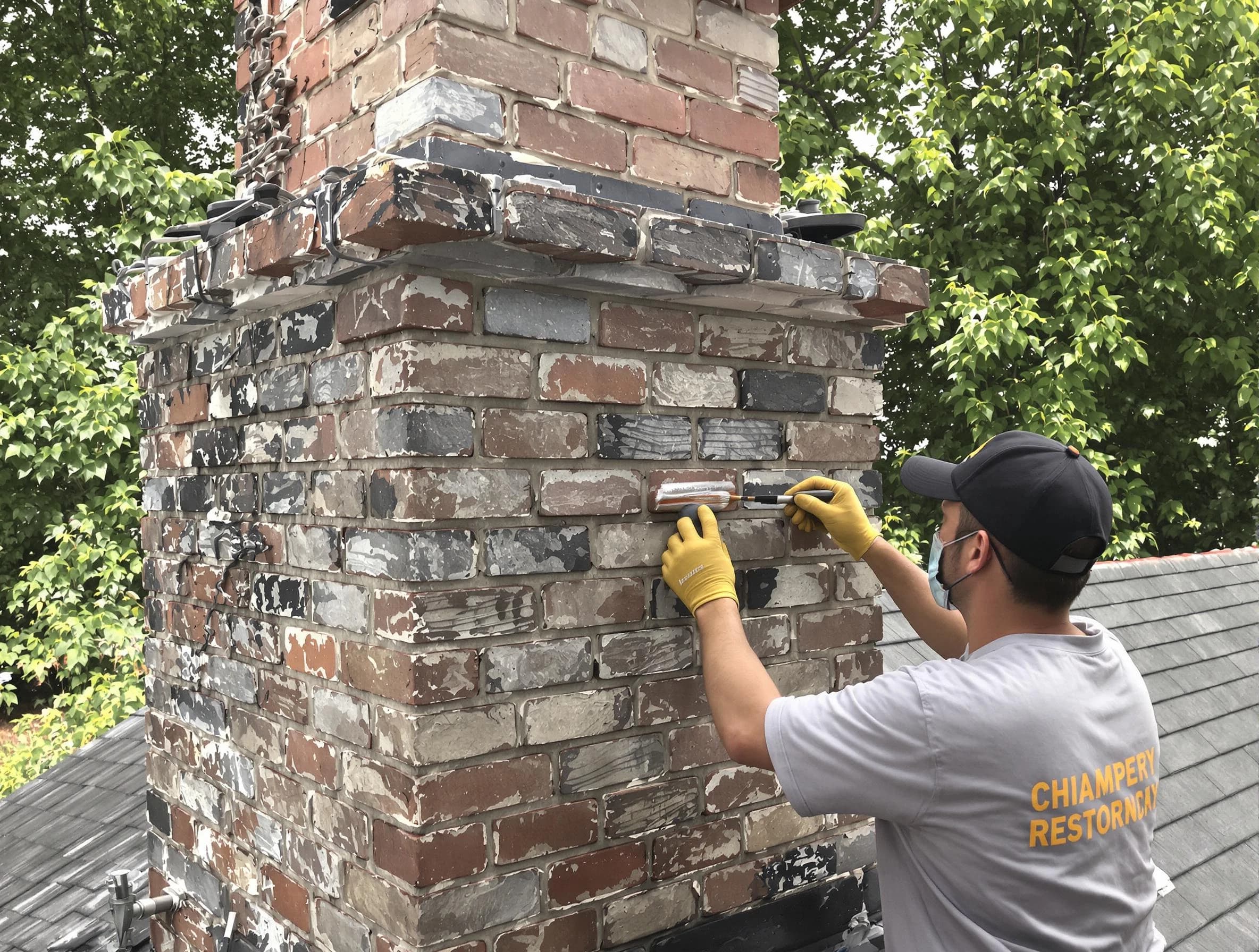 In-progress chimney restoration by Laurel Chimney Sweep in Laurel, VA