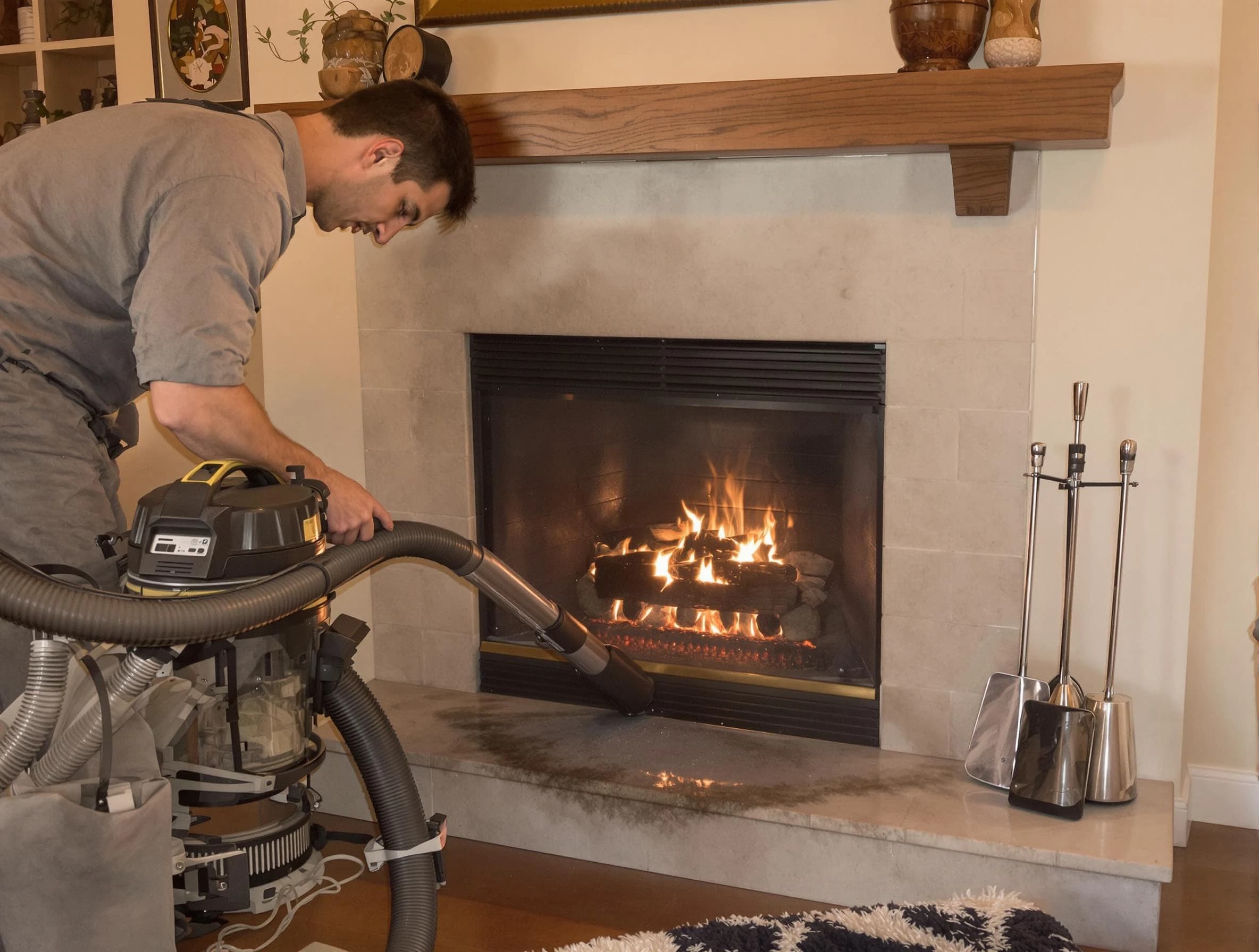 Routine fireplace upkeep by Laurel Chimney Sweep in Laurel, VA