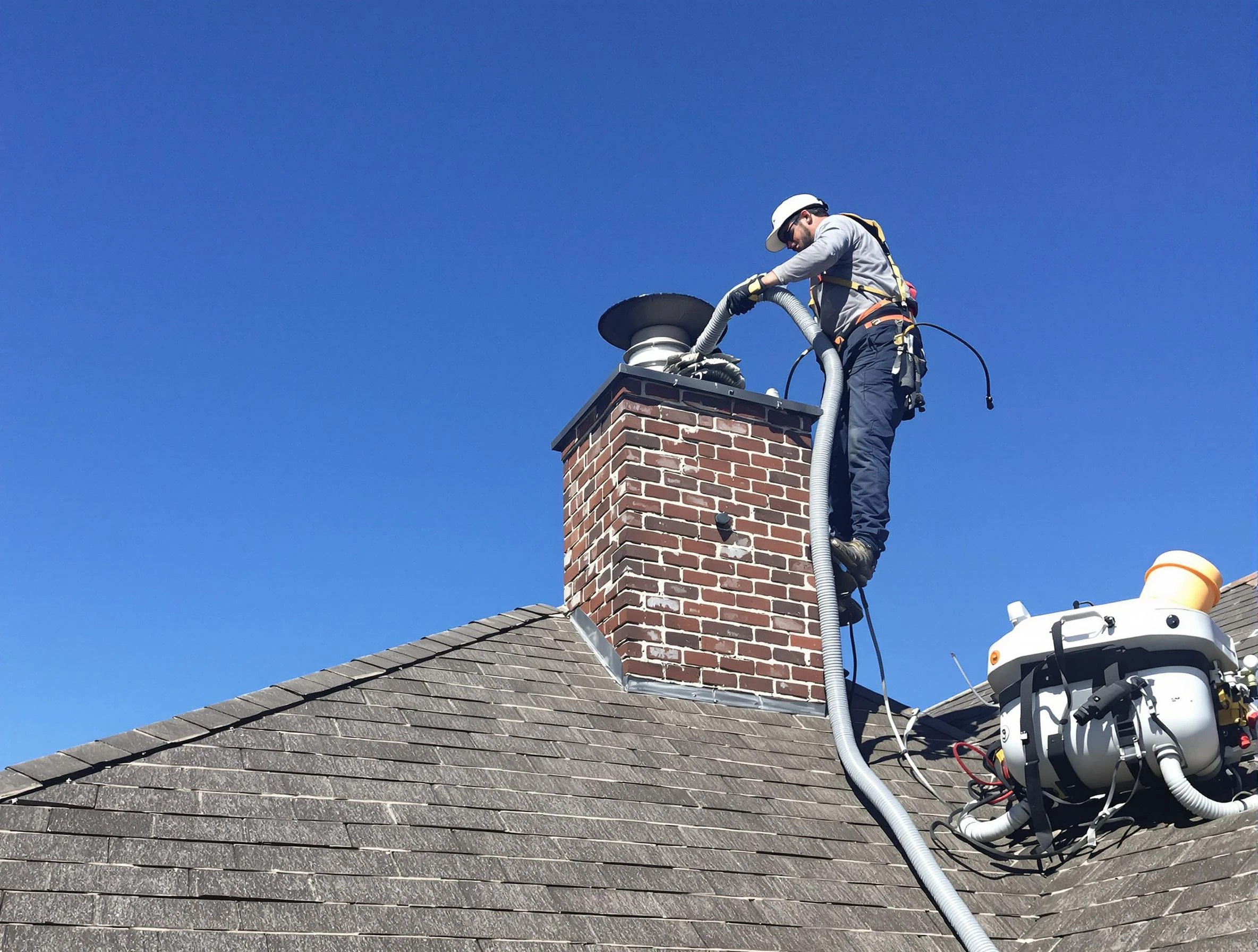 Dedicated Laurel Chimney Sweep team member cleaning a chimney in Laurel, VA