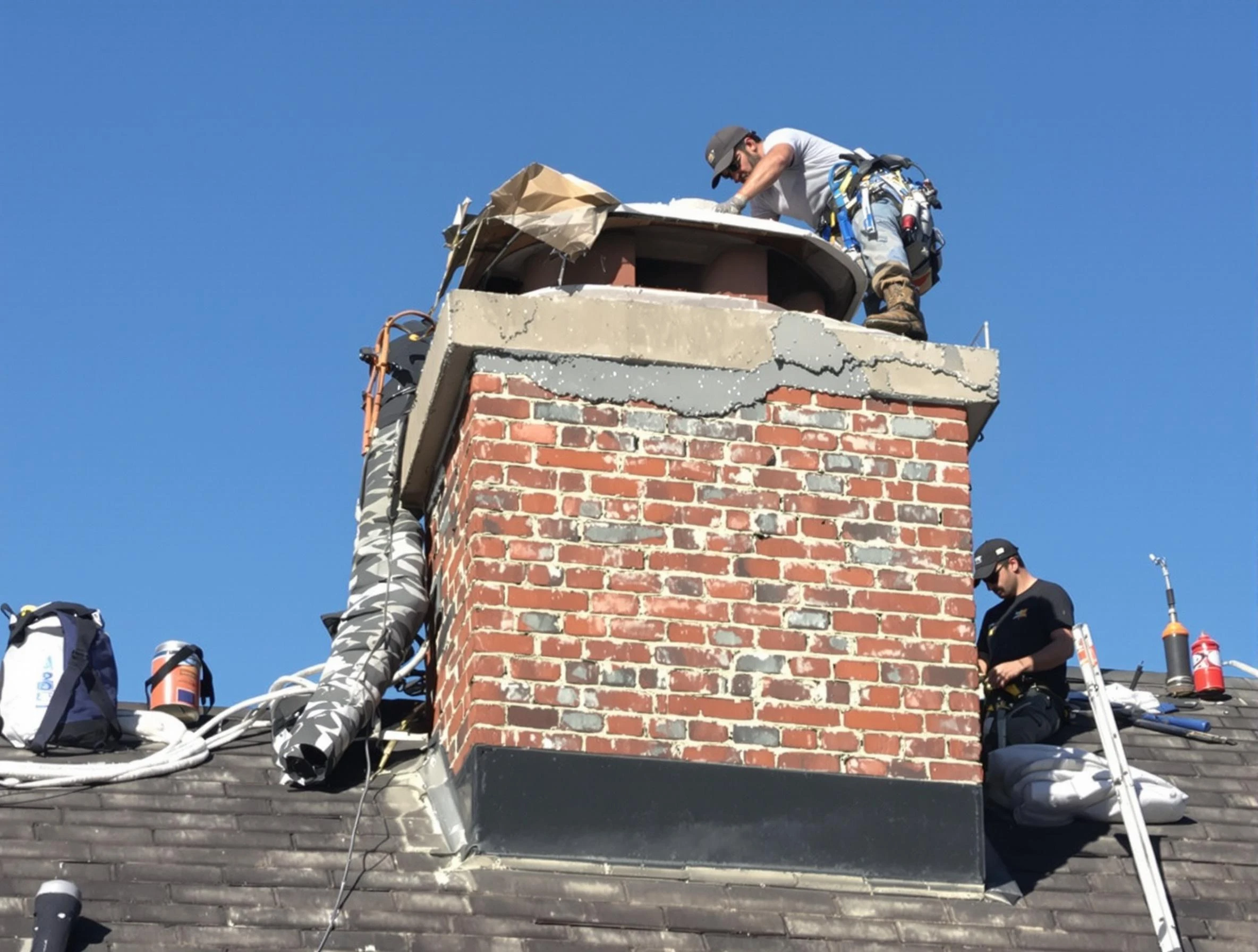 Laurel Chimney Sweep installing a custom chimney crown in Laurel, VA