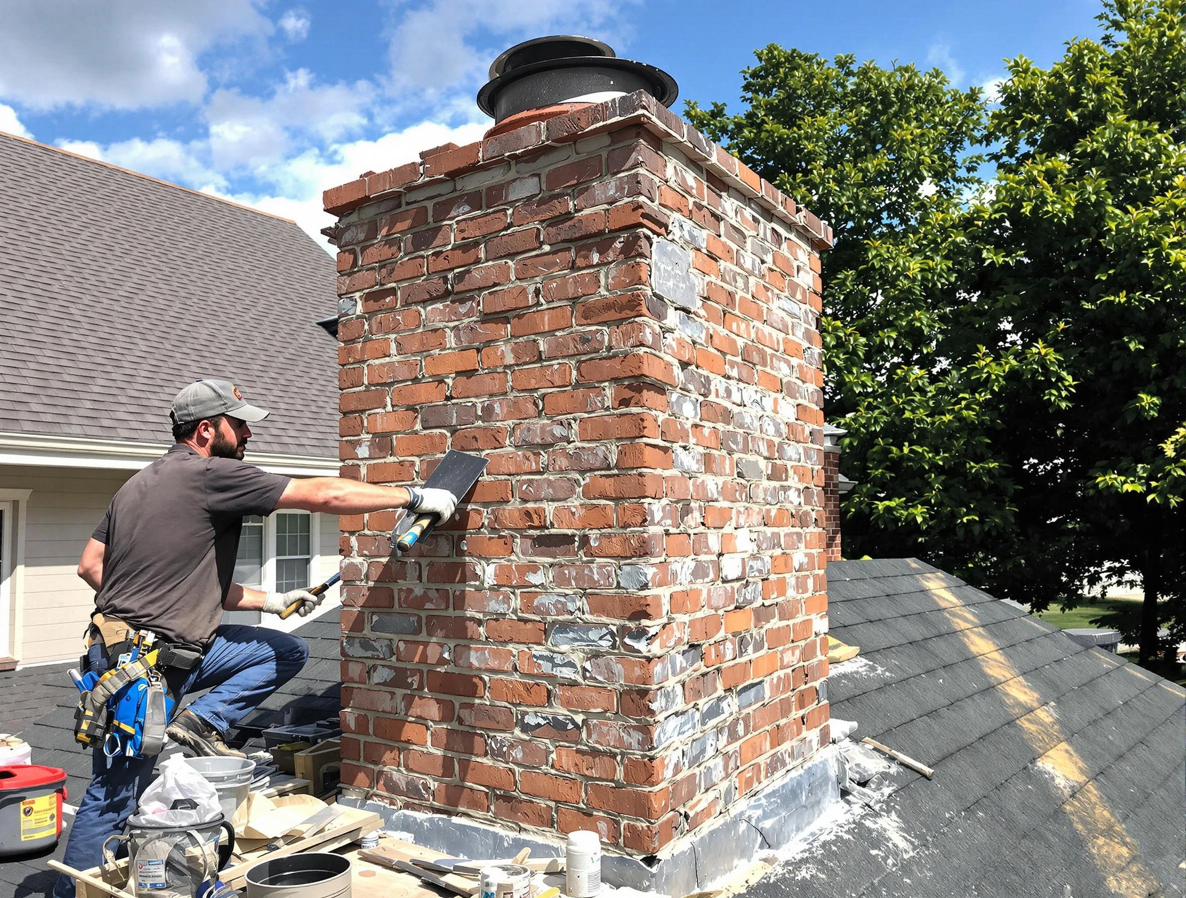 Completed chimney rebuild by Laurel Chimney Sweep in Laurel, VA